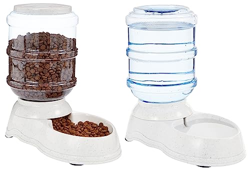 Pet Food Feeder and Water Dispenser Bundle, Small (1-Gallon Capacity)