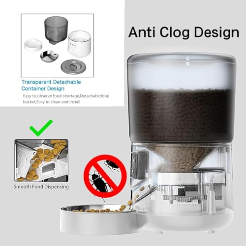 WiFi Automatic Cat & Dog Feeder 4L Food Container Timed Pet Food Dispenser with Programmable Portion Control Remote APP Control 10s Voice Recorder and Clog-Free Design for Small to Medium Pets