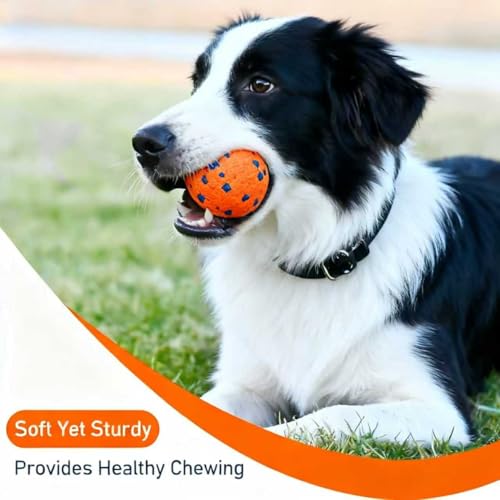 2pcs Indestructible Dog Toy Ball, Durable Bite-Resistant Interactive Chew Toy for Aggressive Chewers, Training & Play Ball for Dogs (Yellow and Orange, 6.5cm)