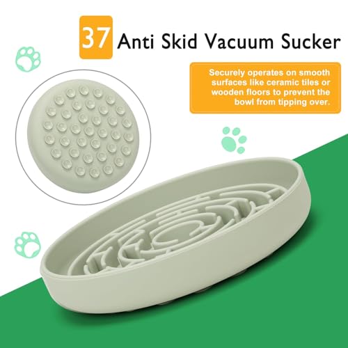 Slow Feeder Dog Bowls Silicone, Maze Food Suction Bowl Feeders, Anti-Choking, Non-Slip Design, Puzzle Bowls to Slow Down Eating for Large Medium Small Breed Size Dogs