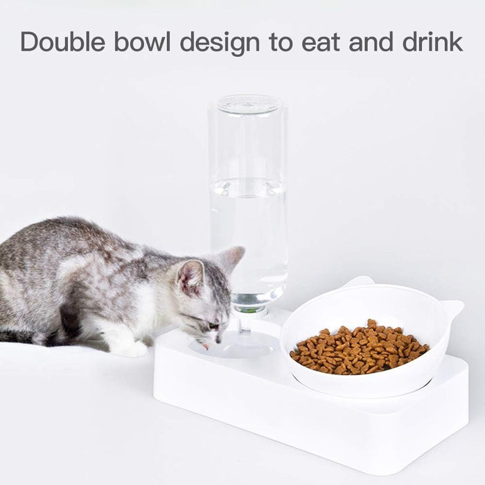 Cat Bowls, Cat Food Bowls, 15° Tilted Cat Bowl for Indoor Cats, Cat Food and Water Bowl Set, Raised Cat Bowl for Cats and Small Dogs