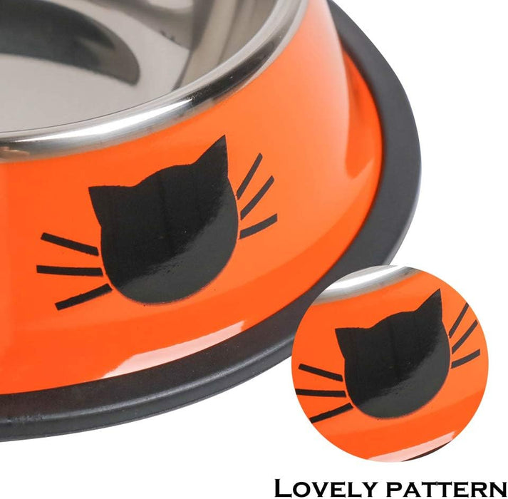 Stainless Steel Cat/Dog Bowls with Rubber Base Non-Slip Kitten/Rabbit/Puppy Dish,Pets Feeder Bowl and Water Bowl