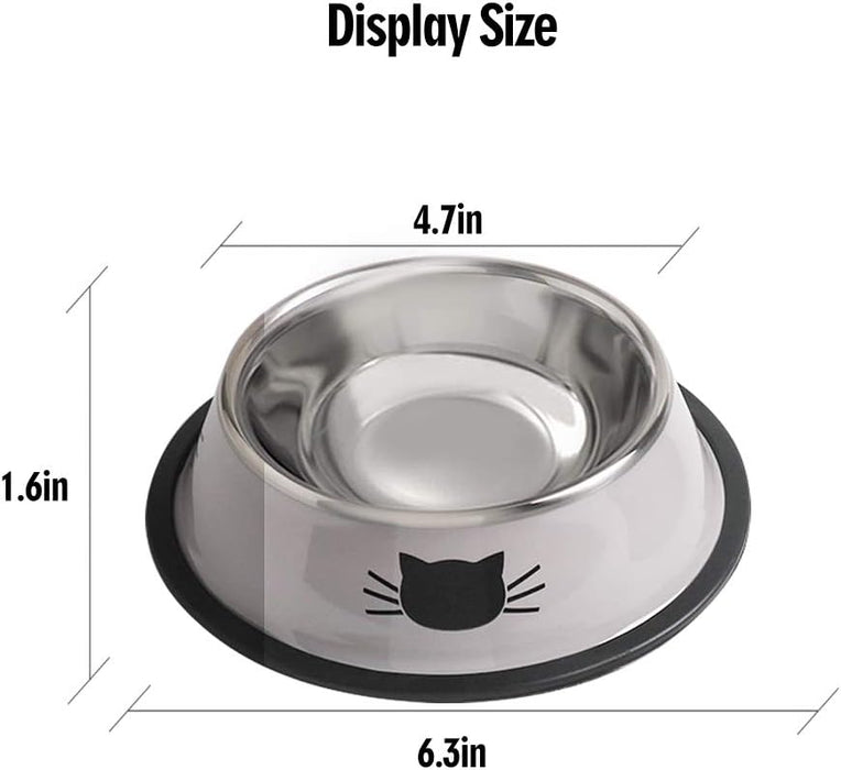 Stainless Steel Cat/Dog Bowls with Rubber Base Non-Slip Kitten/Rabbit/Puppy Dish,Pets Feeder Bowl and Water Bowl