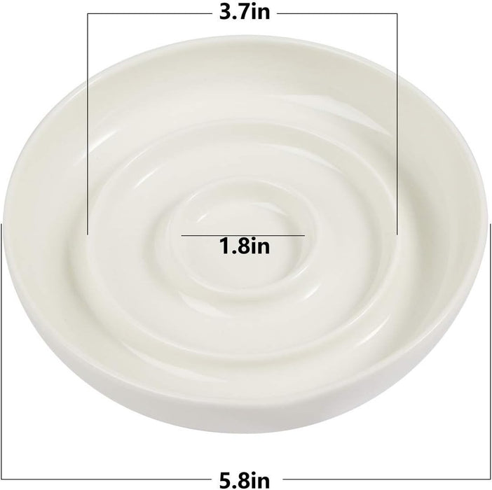SLSON Cat Slow Feeder Bowl,Ceramic Slow Feed Cat Bowls Heavy and Shallow Wisker Stress-Free Pets Dish for Kittens Small Pets Wet Food,White