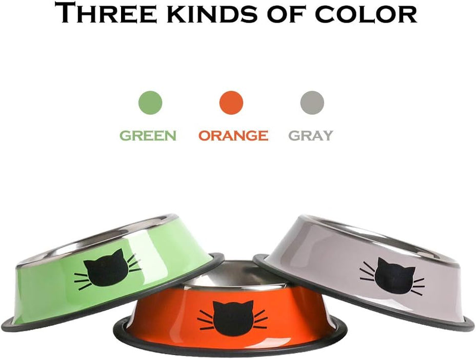 Stainless Steel Cat/Dog Bowls with Rubber Base Non-Slip Kitten/Rabbit/Puppy Dish,Pets Feeder Bowl and Water Bowl