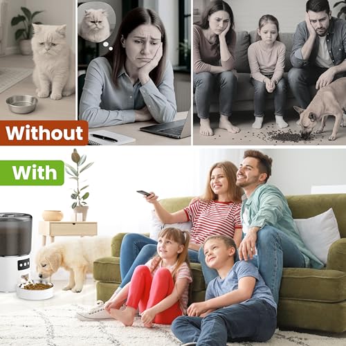 WiFi Automatic Cat & Dog Feeder 4L Food Container Timed Pet Food Dispenser with Programmable Portion Control Remote APP Control 10s Voice Recorder and Clog-Free Design for Small to Medium Pets