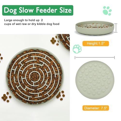 Slow Feeder Dog Bowls Silicone, Maze Food Suction Bowl Feeders, Anti-Choking, Non-Slip Design, Puzzle Bowls to Slow Down Eating for Large Medium Small Breed Size Dogs