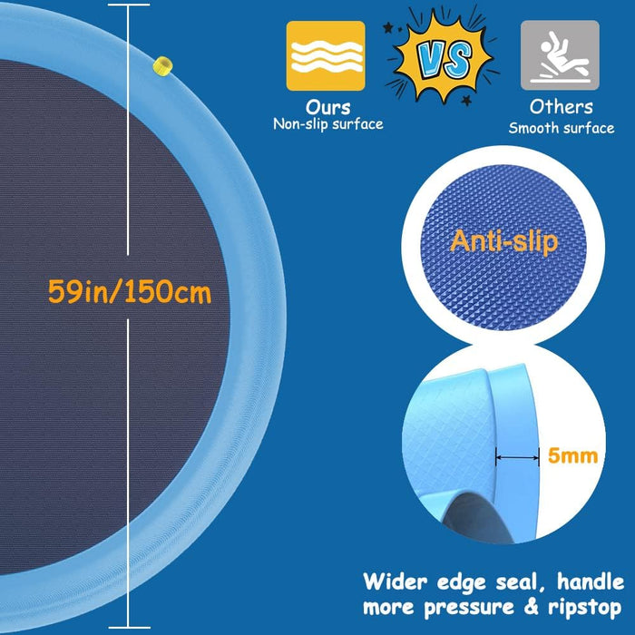 Dog Water Toys, Anti-Slip Splash Pad for Dogs Thickened Durable Upgrade Sprinkler Pad Pet Summer Outdoor Water Toys Backyard Fountain Play Toy, Blue