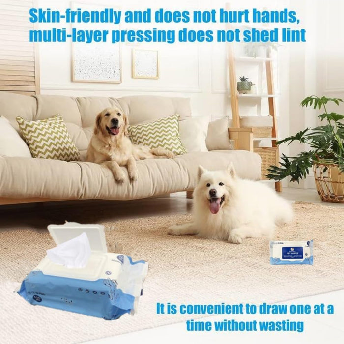 Bear 100Pcs/1Pack Dog Wipes Pet Wipes Cat Grooming Supplies for Paws, Butt, Ear, Skin, Eye, Body Cleaning Bath Stain Odor Remover, Home or Travel Use(Unscented)