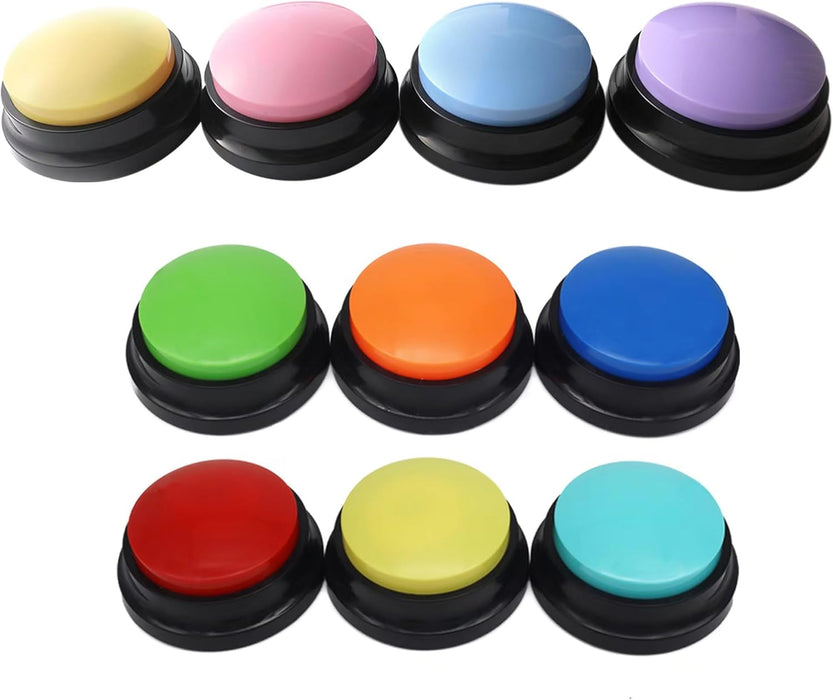 Voice Recording Button, Dog Buttons for Communication Pet Training Buzzer, 30 Second Record & Playback, Funny Gift for Study Office Home 4 Packs (Blue+Pink+Yellow+Purple)