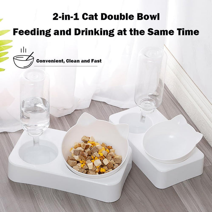 Cat Bowls, Cat Food Bowls, 15° Tilted Cat Bowl for Indoor Cats, Cat Food and Water Bowl Set, Raised Cat Bowl for Cats and Small Dogs