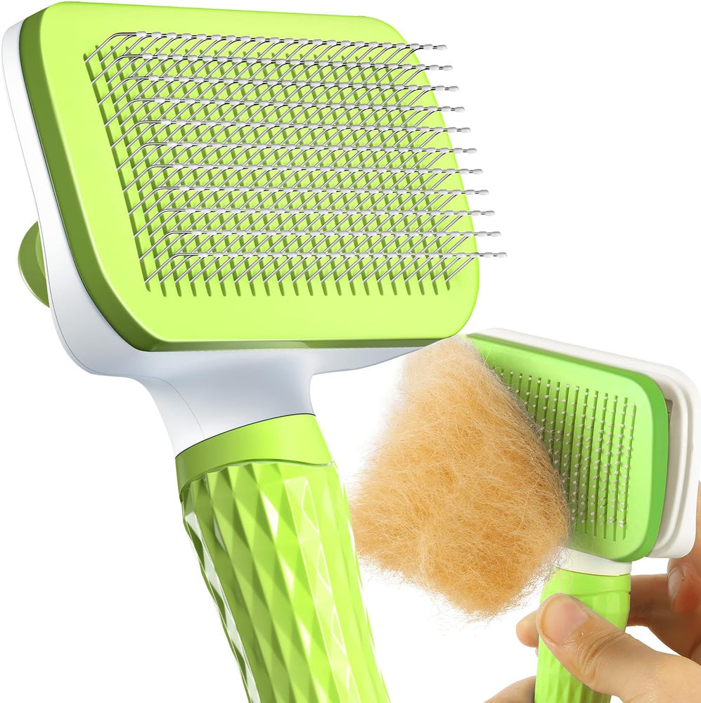 Cat Brush, Dog Brush, Self Cleaning Cat Dog Slicker Brush, Pet Grooming Comb Brush for Long and Short Haired Cats Dogs, Purple