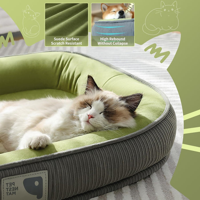 INFOSUN Dog Bed, Soft Pet Bed, Non Slip and Breathable Pet Nest, Washable Calming Pet Bed, Dog Sofa Bed for Small Medium Dogs Cats Pet(60 * 48cm, Green)