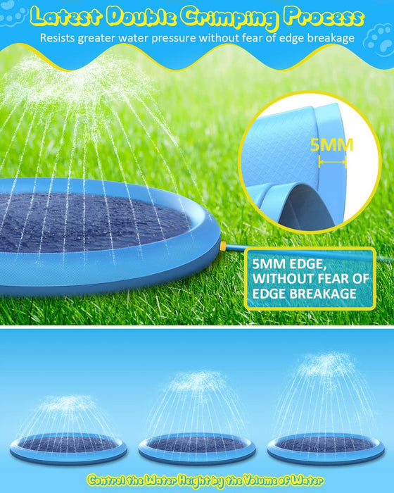 Dog Water Toys, Anti-Slip Splash Pad for Dogs Thickened Durable Upgrade Sprinkler Pad Pet Summer Outdoor Water Toys Backyard Fountain Play Toy, Blue