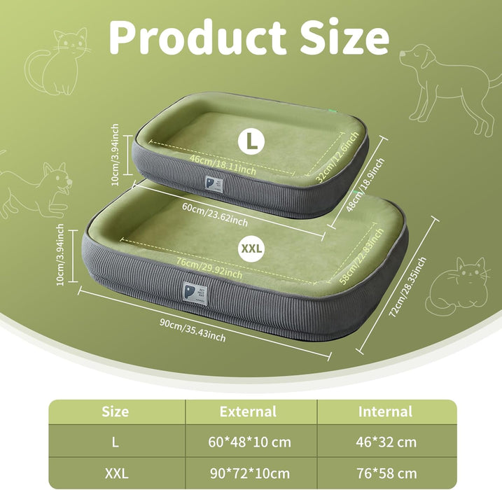 INFOSUN Dog Bed, Soft Pet Bed, Non Slip and Breathable Pet Nest, Washable Calming Pet Bed, Dog Sofa Bed for Small Medium Dogs Cats Pet(60 * 48cm, Green)