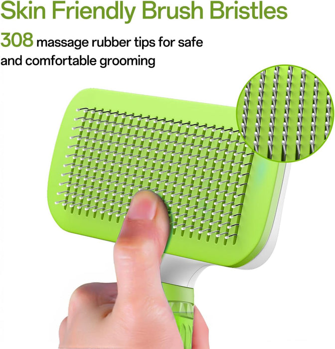 Cat Brush, Dog Brush, Self Cleaning Cat Dog Slicker Brush, Pet Grooming Comb Brush for Long and Short Haired Cats Dogs, Purple