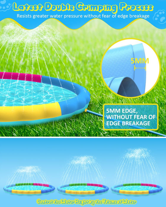 Dog Water Toys, Anti-Slip Splash Pad for Dogs Thickened Durable Upgrade Sprinkler Pad Pet Summer Outdoor Water Toys Backyard Fountain Play Toy, Blue