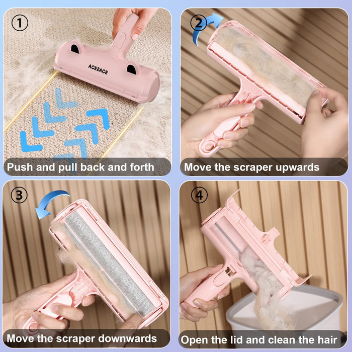 Pet Hair Remover Roller, Reusable Animal Hair Removal Brush for Dogs and Cats, Self Clean Pet Fur from Carpet, Furniture, Rugs, Laundry, Clothes and Bedding, Sofa