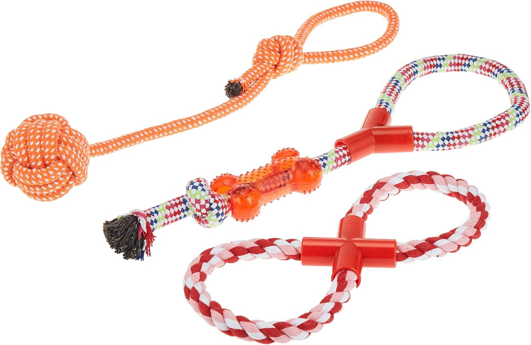 10 Pcs Pet Puppy Toys Gift Set Ball Rope and Chew Squeaky for Dog Cat