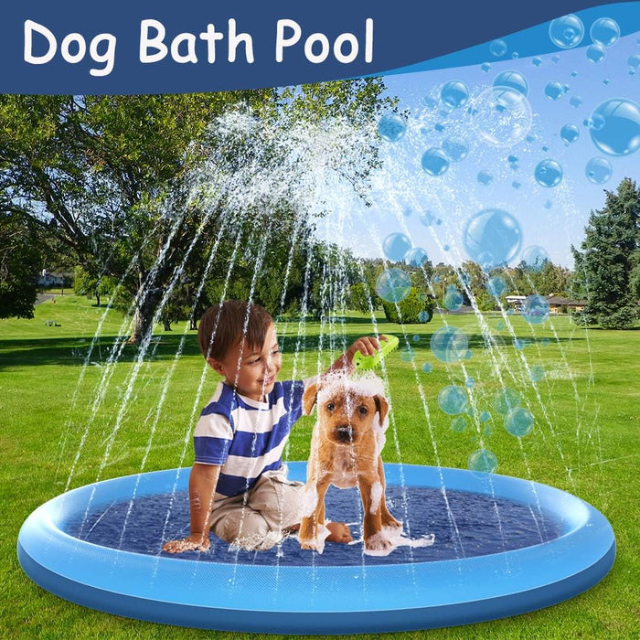 Dog Water Toys, Anti-Slip Splash Pad for Dogs Thickened Durable Upgrade Sprinkler Pad Pet Summer Outdoor Water Toys Backyard Fountain Play Toy, Blue