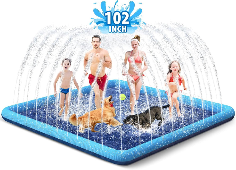 Dog Water Toys, Anti-Slip Splash Pad for Dogs Thickened Durable Upgrade Sprinkler Pad Pet Summer Outdoor Water Toys Backyard Fountain Play Toy, Blue