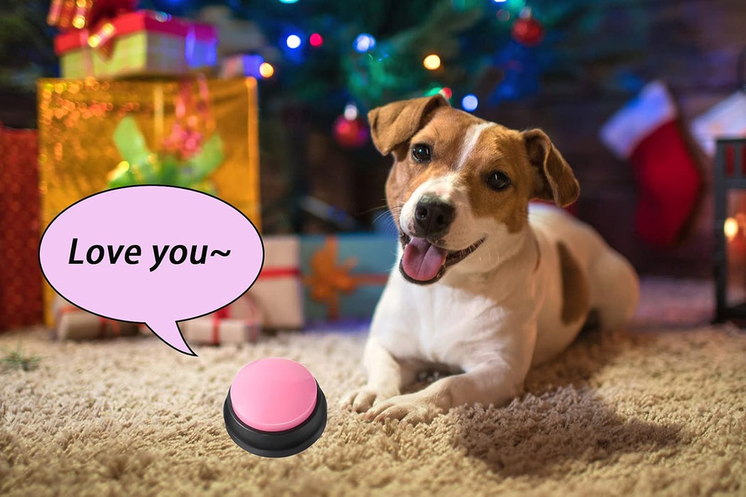 Voice Recording Button, Dog Buttons for Communication Pet Training Buzzer, 30 Second Record & Playback, Funny Gift for Study Office Home 4 Packs (Blue+Pink+Yellow+Purple)