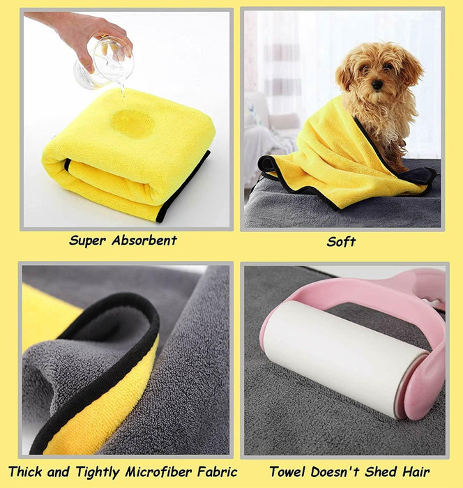 Dog Bath Brush Kit,Pets Bath Grooming Supplies,Super Absorbent Pet Dog and Cat Microfiber Drying Towel,Pet Bath Towel With Dog Lick Mat and Dog Shampoo Massage Dispenser Shower (3pcs)