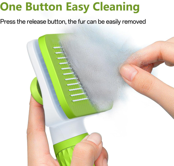 Cat Brush, Dog Brush, Self Cleaning Cat Dog Slicker Brush, Pet Grooming Comb Brush for Long and Short Haired Cats Dogs, Purple