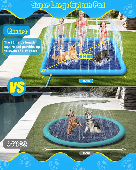 Dog Water Toys, Anti-Slip Splash Pad for Dogs Thickened Durable Upgrade Sprinkler Pad Pet Summer Outdoor Water Toys Backyard Fountain Play Toy, Blue