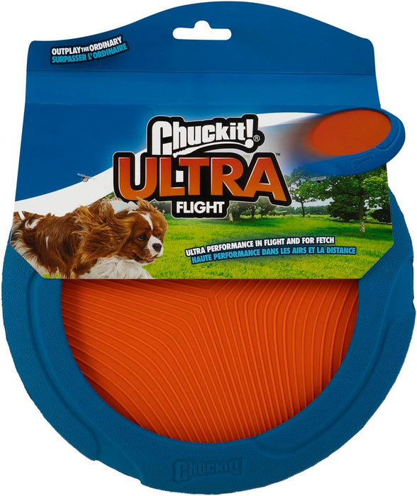Chuckit! Ultra Flight Rubber Frisbee Dog Toy Extended Distance & Flight Time For Interactive Fetch Play