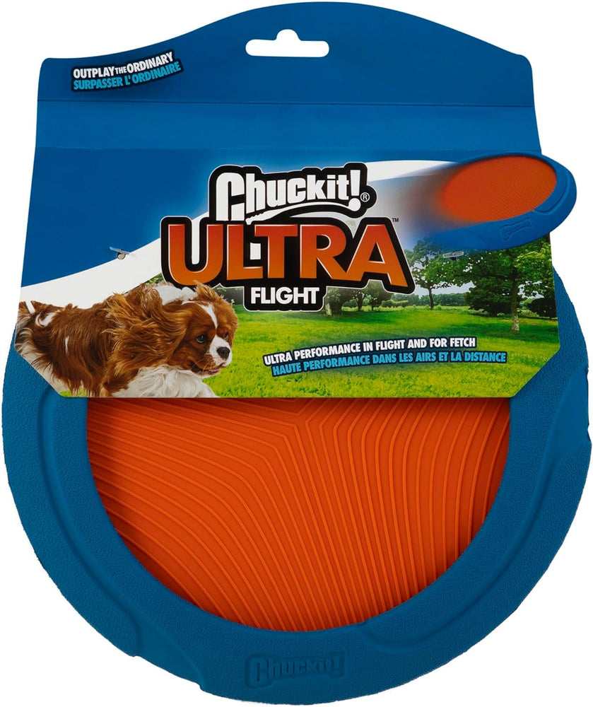 Chuckit! Ultra Flight Rubber Frisbee Dog Toy Extended Distance & Flight Time For Interactive Fetch Play