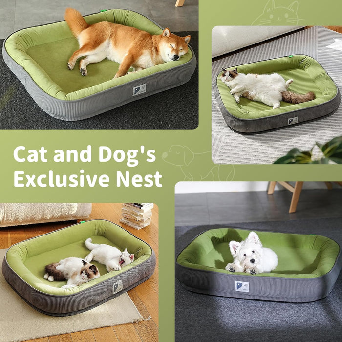 INFOSUN Dog Bed, Soft Pet Bed, Non Slip and Breathable Pet Nest, Washable Calming Pet Bed, Dog Sofa Bed for Small Medium Dogs Cats Pet(60 * 48cm, Green)