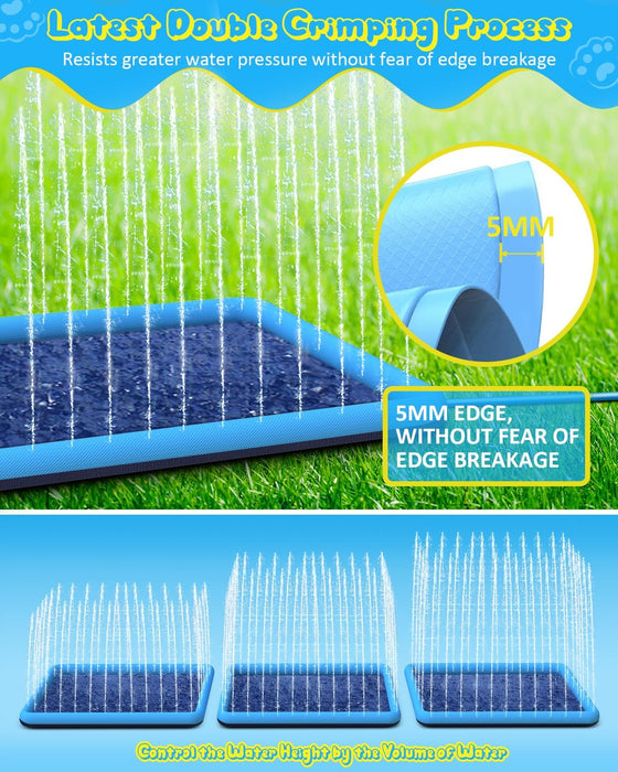 Dog Water Toys, Anti-Slip Splash Pad for Dogs Thickened Durable Upgrade Sprinkler Pad Pet Summer Outdoor Water Toys Backyard Fountain Play Toy, Blue