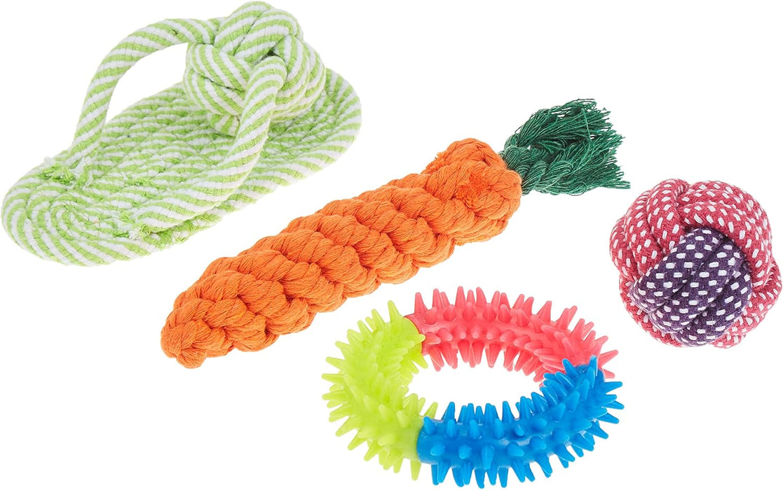 10 Pcs Pet Puppy Toys Gift Set Ball Rope and Chew Squeaky for Dog Cat