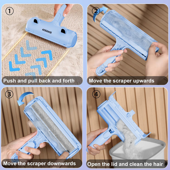 Pet Hair Remover Roller, Reusable Animal Hair Removal Brush for Dogs and Cats, Self Clean Pet Fur from Carpet, Furniture, Rugs, Laundry, Clothes and Bedding, Sofa