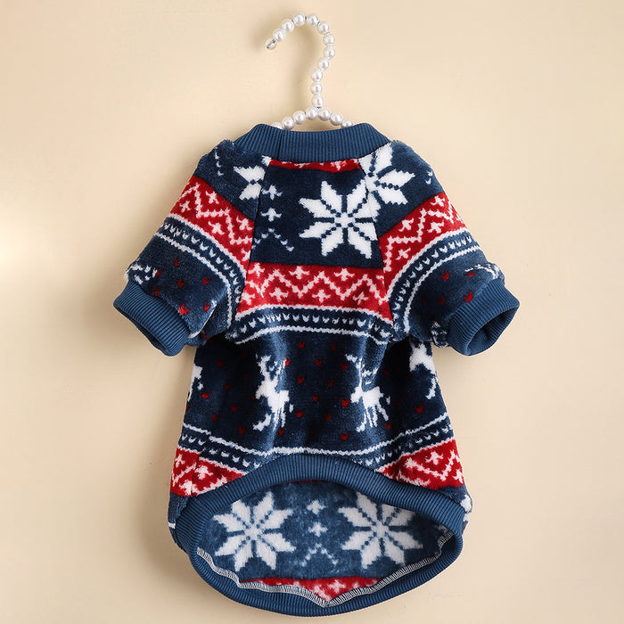 Christmas Pet Sweater Autumn And Winter Warm Simple Comfortable Printed Cat Clothes