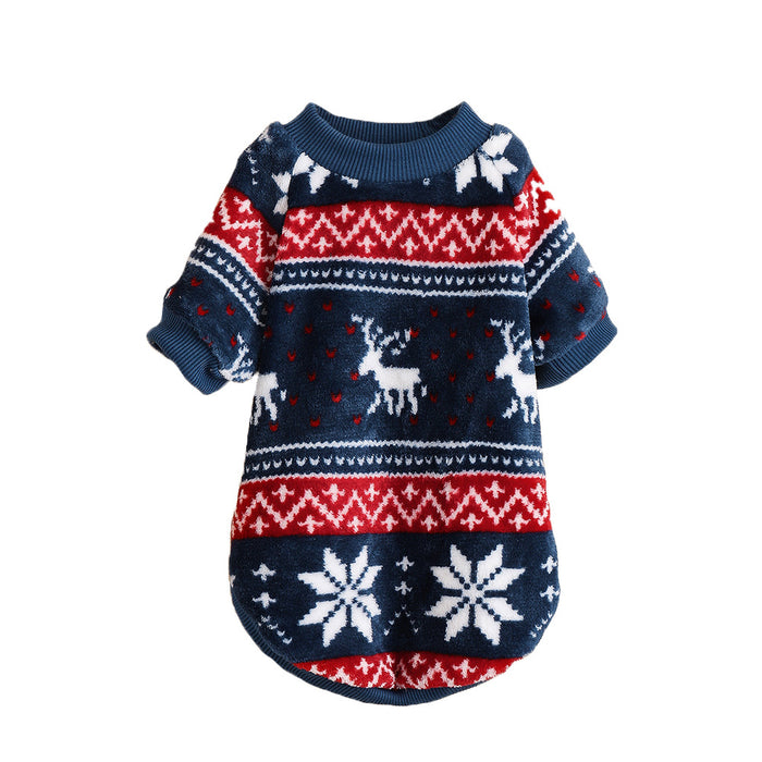 Christmas Pet Sweater Autumn And Winter Warm Simple Comfortable Printed Cat Clothes