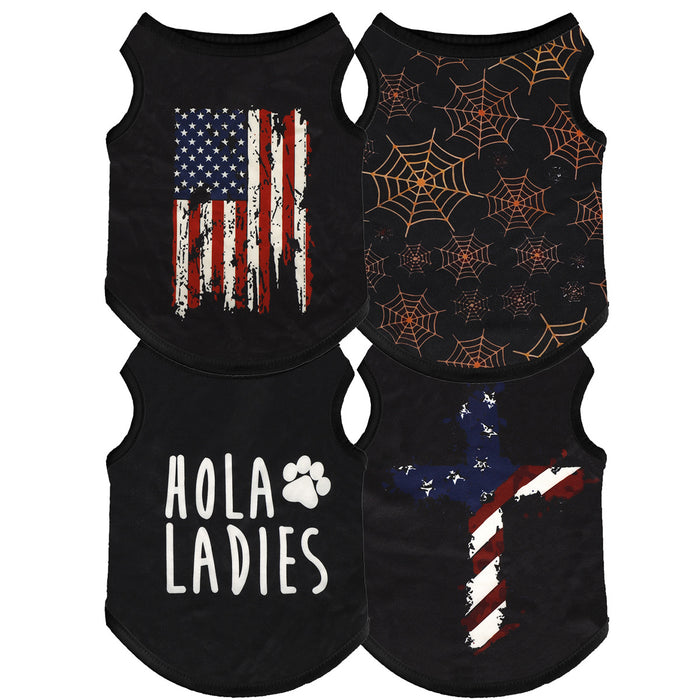 Pet Dog Clothes Summer Thin Cat Vest Christmas Small Dog Puppy Vest Breathable Stretch Mesh